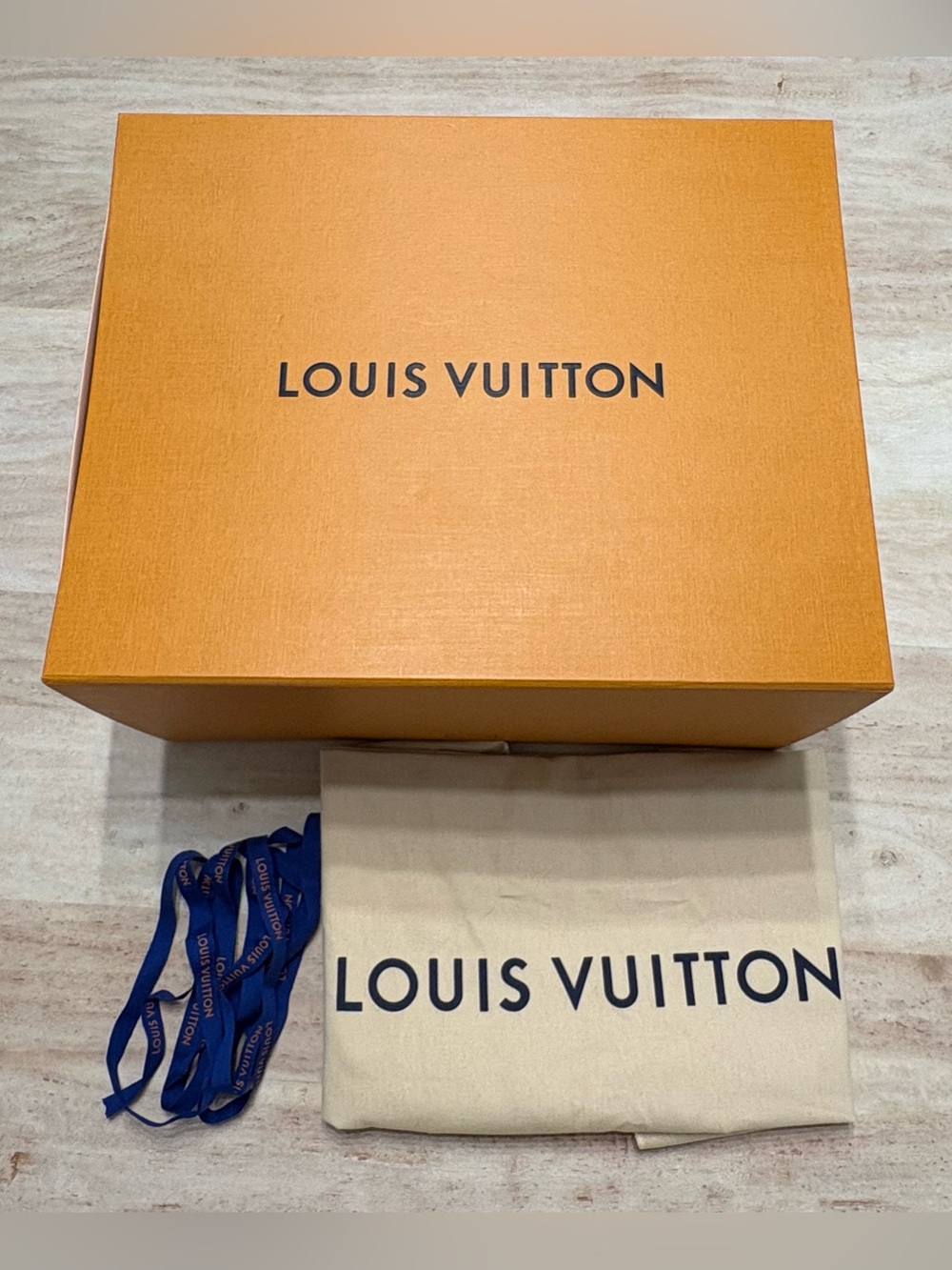 LOUIS VUITTON LV Neverfull Box, Dust Bag, & Ribbon